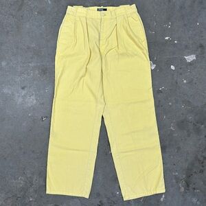Vintage Polo Ralph Lauren Pleated Baggy Chino Pants Mens 32x36 Yellow Cotton USA